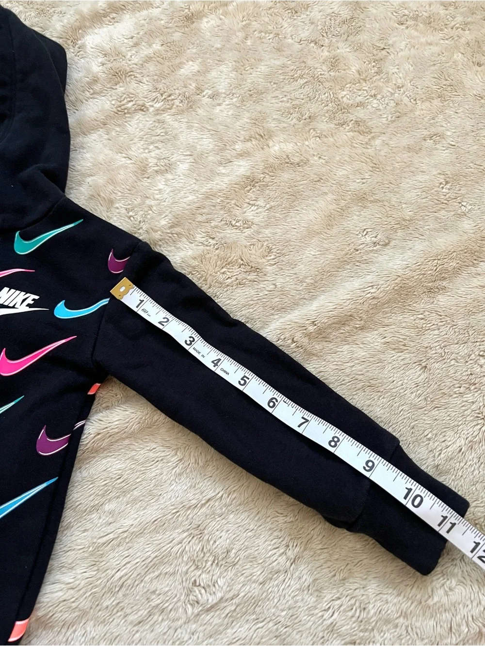 NIKE TODDLER Black & Colorful Check Logo Print Pullover Hoodie Size 2T